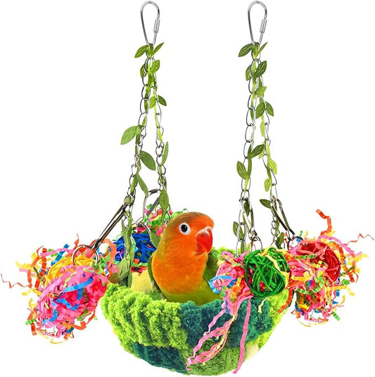 KATUMO Bird Nest, Conure Breeding Bed Parrotlet Snuggle Nest Lovebird Bed Bird Swing Bed for Small Birds, Size Small