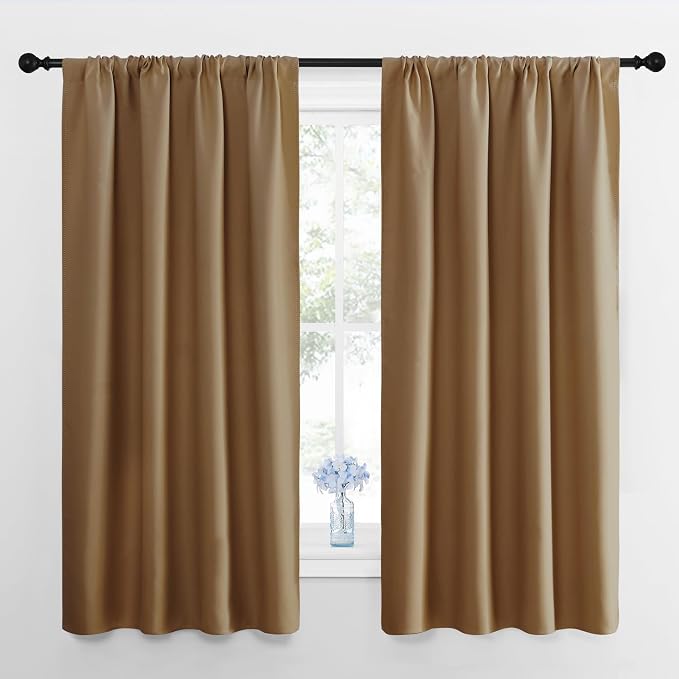 NICETOWN Gold Brown Blackout Curtains Panels