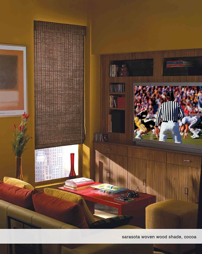 Cordless Woven Wood Roman Shades, 47W x 36H, Hatteras Cocoa, Sizes 20-72 Wide