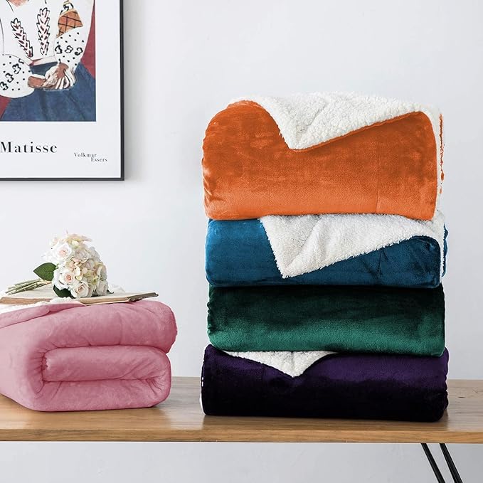 IR Imperial Rooms Baby Pink Sherpa Fleece Throw Blanket Twin Size for Bed - Wholesale Bulk Pack of 12 Sherpa Blankets - Soft Fluffy Throw Blankets for Hotels, Guest Bedroom, 60x80 Inches