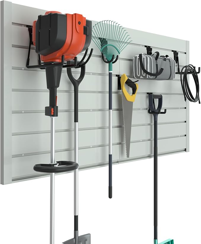 RELIANCER PVC Slat Wall Panels, 4ft by 2ft Garage Wall Organizer Storage System