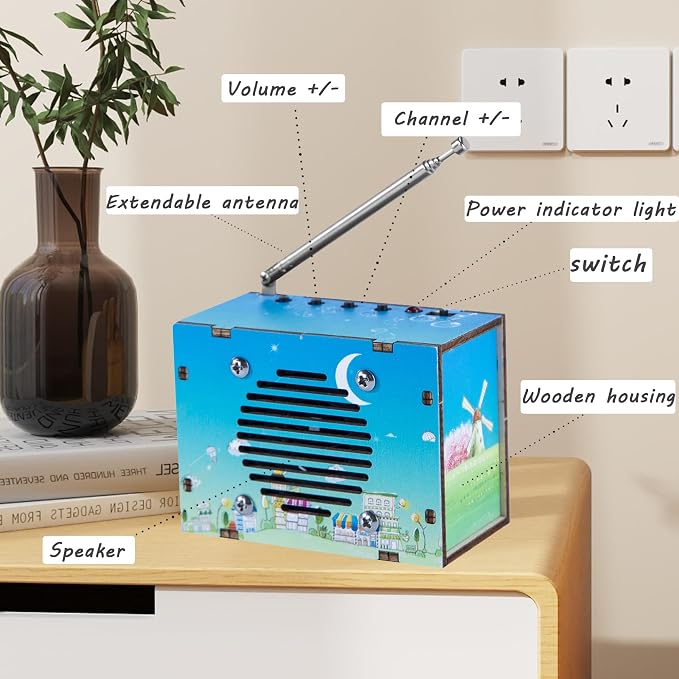 Science Kits for Kids Age 8-12 12-14, STEM Kits for Kids Age 8-10, STEM Toys Build Your Own FM Radio Kit, DIY Electronic Craft Projects Gifts for Teen Girls Boys 9 11 13 15 16+ Year Old (Printed Blue)