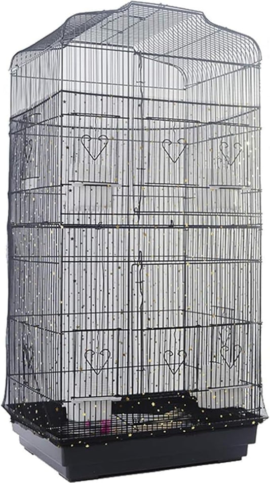QBLEEV Extra Large 29.5" Mesh Bird Seed Catcher, Bird Cage Guard Cover with No Mess, Birdcage Nylon Shell Skirt Traps Guards to Protect Floors, Stretchy Cage Covers with Secure Fit