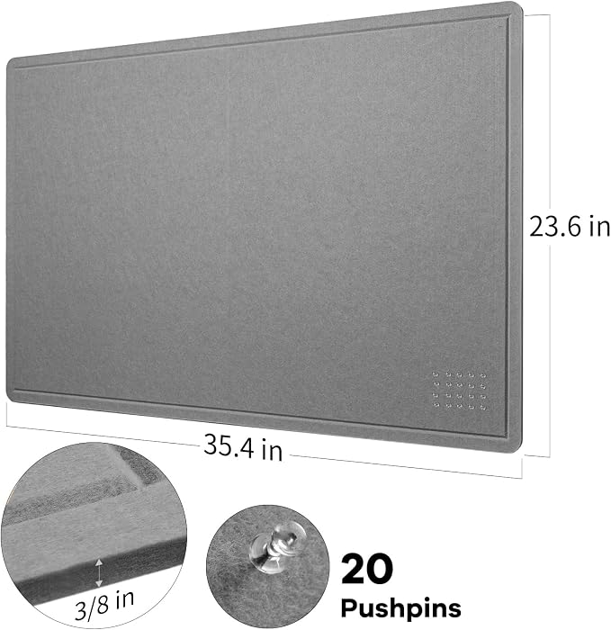 Lightomorrow Bulletin Board, 36 x 24 inches Felt Board