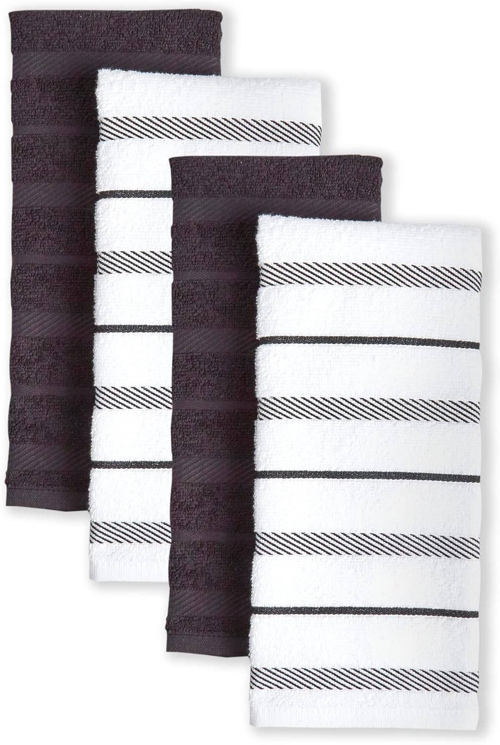 KitchenAid Albany Kitchen Towel 4-Pack Set, Milkshake Tan/White, 16"x26"