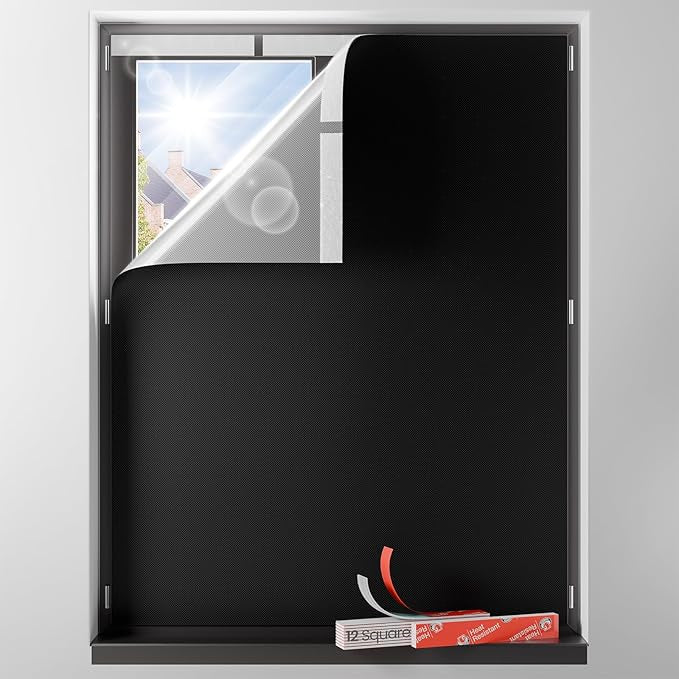 Sumobaby Blackout Curtains for Bedroom Portable 57"x63",No Drill Blackout Shades with Upgraded Hook&Loop Tapes,100% Black Out Window Cover,Thermal Insulated Blinds for Bedroom,Nursery(1 Panel,Black)