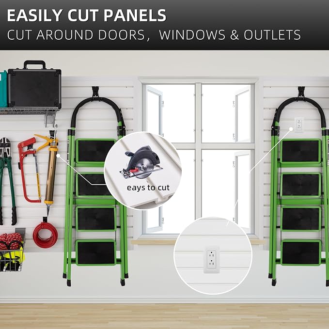 Slatwall Panel Garage Organizer, Heavy Duty Wall Mounted PVC Slat Wall Panels