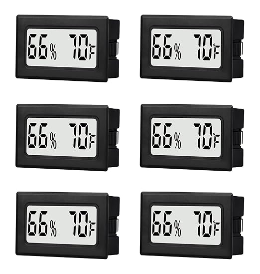 6 Pack Mini Small Digital Hygrometer Thermometer Indoor Temperature and Humidity Meter Gauge with Temp Humidity Sensor Monitor Fahrenheit (℉) for Jars,Home,Room