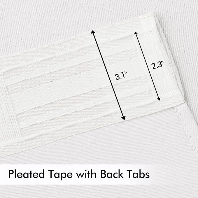 MIULEE Pure White Back Tab Blackout Curtains 84 Inch Length 2 Panels Set