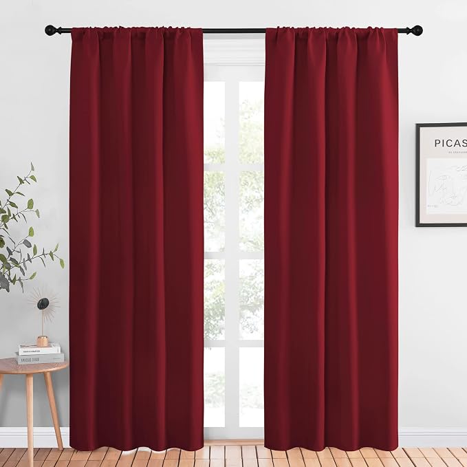 NICETOWN Christmas Burgundy Curtains Blackout Drapes