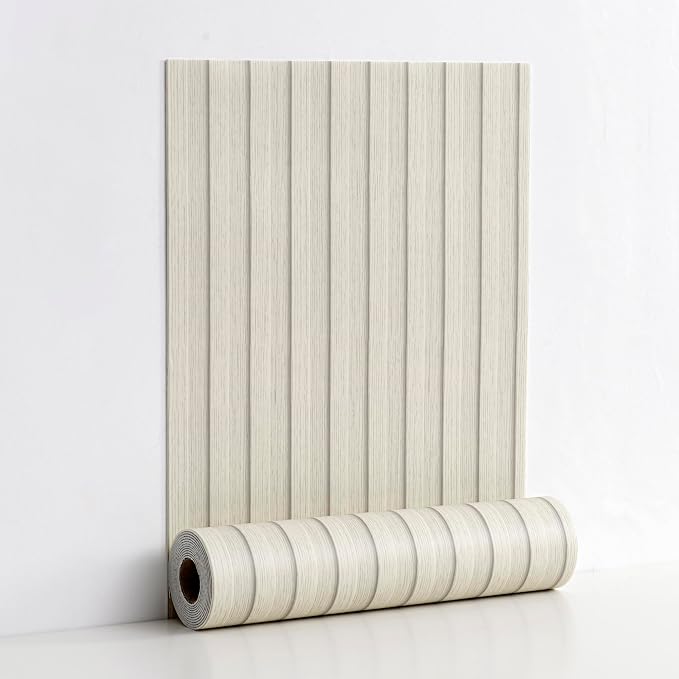 Haimin Wood Grain Slat Wall Panels Peel and Stick Faux Wood Thick Wallpaper
