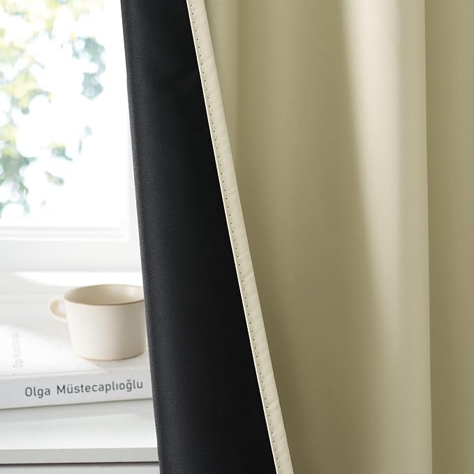 RYB HOME 100% Blackout Basement Curtains 36 inches Long, Heat & UV Blocking