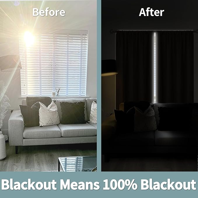 BGment Thermal Insulated 100% Blackout Curtains for Bedroom with Black Liner, Double Layer Full Room Darkening Noise Reducing Rod Pocket Curtain (52 x 84 Inch, Taupe, 2 Panels)