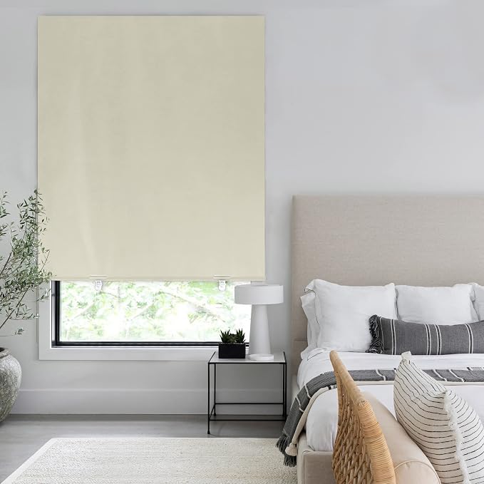 LazBlinds 100% Blackout Door Curtain, No Tools No Drill Cordless Blinds
