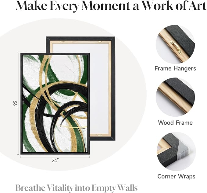 Framed Green Abstract Wall Art Set of 2