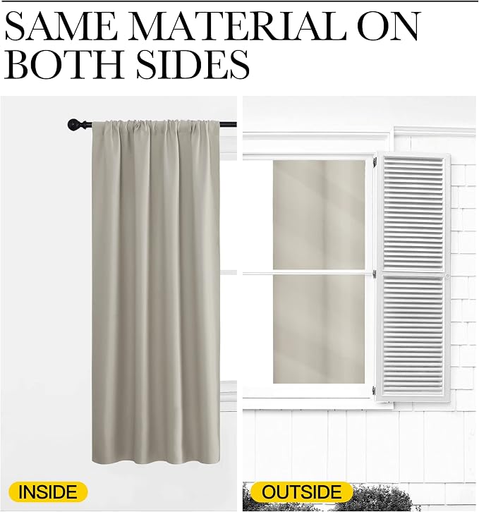 NICETOWN 2 Panels Blackout Curtains, Rod Pocket Thermal Insulated Drapes 84