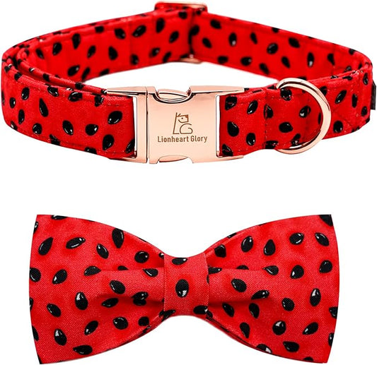 Lionheart glory Dog Collar, Watermelon Dog Collar with Bow, Summer Dog Bowtie Collar Cute Pet Collar Gift for Small Dog