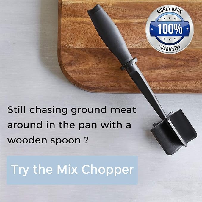 Meat Chopper, 5 Curve Blades Ground Beef Masher, Heat Resistant Meat Masher Tool for Hamburger Meat, Ground Beef, Turkey and More, Nylon Hamburger Chopper Utensil Non-scratch Utensils