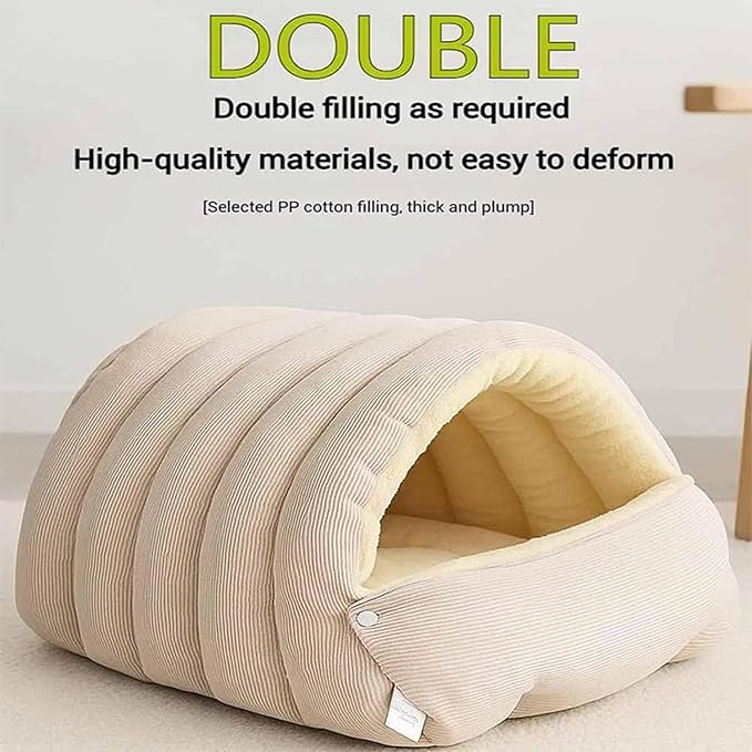 Expectation Cat Bed, Removable and Washable Winter Closed-Off Cat Bed, Soft Fluffy Warm Autumn/Winter Cats House, Washable Non-Slip Pet Sleeping Bag for Indoor Cats Small Dogs (Purple,Medium)