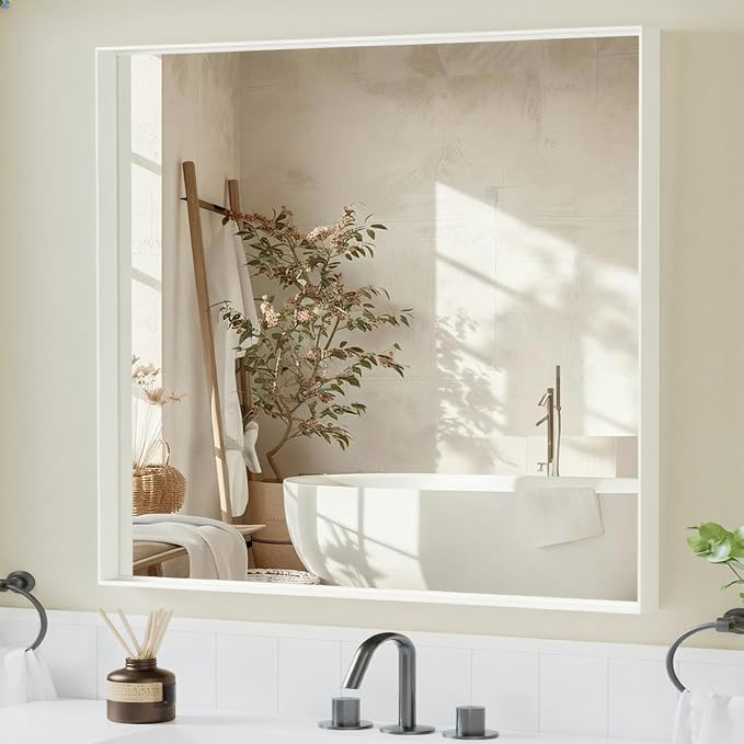 36x30 Inch White Bathroom Mirrors