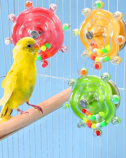 Conure Toys, 3PCS Upgraded Bird Rotating Toys Parrot Spinning Toys Parakeet Rattle Toys for Small-Medium Parrots