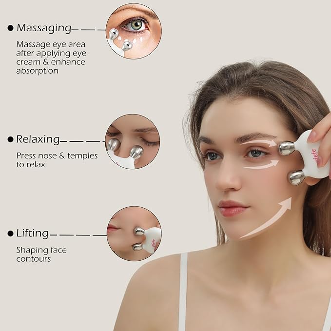 Stainless Steel Rabbit Gua Sha & Face Roller, Cryo Rabbit Massager for Esthetician Supplies, Facial Roller for Puffiness, Wrinkles, Dark Circles