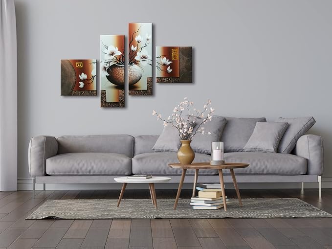Wieco Art -Stretched and Framed 100% Hand-painted Modern Canvas Wall Art
