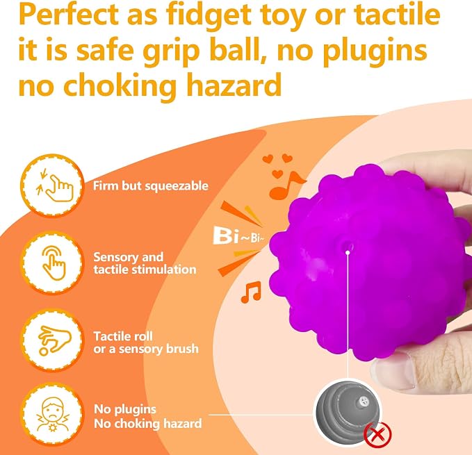 Sensory Balls for Toddlers 1-3, 6PCS Textured Sensory Toys | BPA-Free, Soft Squeeze, Multicolor Sensory Teething Ball, Fine & Gross Motor Skills, Baby Birthday Gift Toys