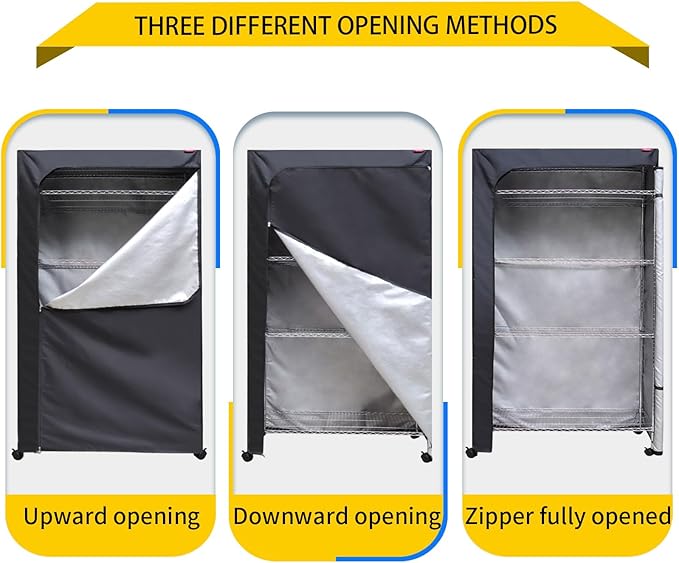 Wire Shelf Cover Storage Rack Cover Dust Protective Heavy-Duty,The Two-Way Zipper Design can be Opened up, Down, or All for Easy Access,36.2" Wx20.5 Dx60 H (No Shelves,Black)