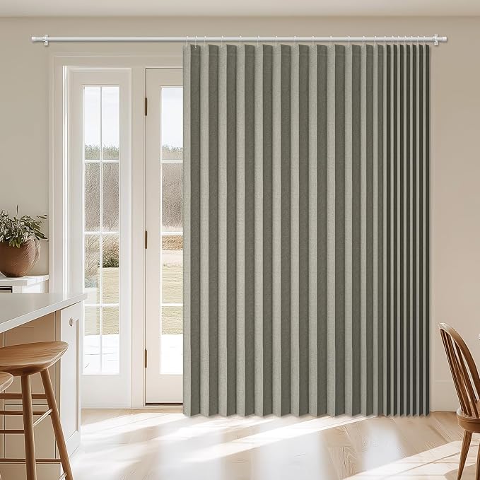 AJAZZ Blackout Accordion Door Curtain 98"x106" Grey