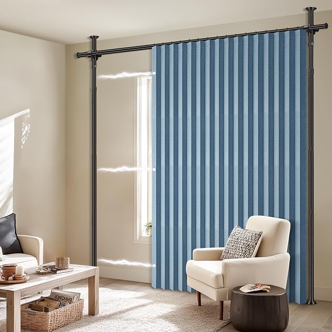 100% Blackout Room Divider Curtains Sets Blue 1 Panel W100 x L96in No Drill