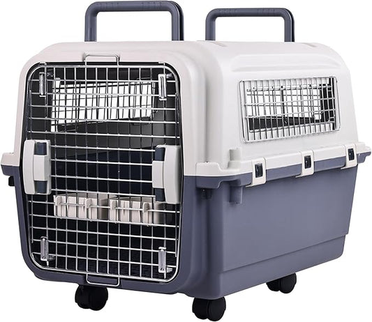 Elevon Plastic Kennels, Plastic Dog Crate, Airline Approved Pet Carrier for Dogs and Cats Longer Traveling, M