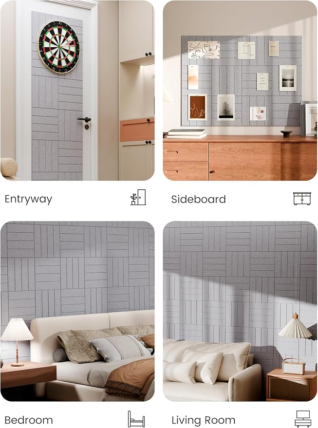 Bumusty Large Cork Board Alternative-48 x 36" Felt Bulletin Board Tiles