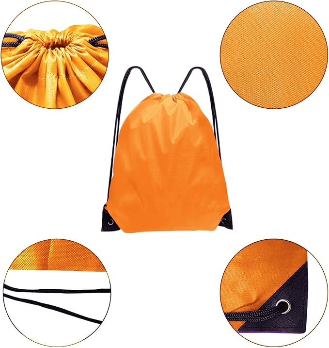 Drawstring Backpack Bulk 70Pcs String Backpack Drawstring Bags Cinch Bag Sackpack for Men Women Gym(Orange)