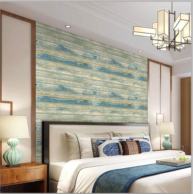 practicalWs 35.4''x 118'' Distressed Wood Wallpaper Self-Adhesive Peel and