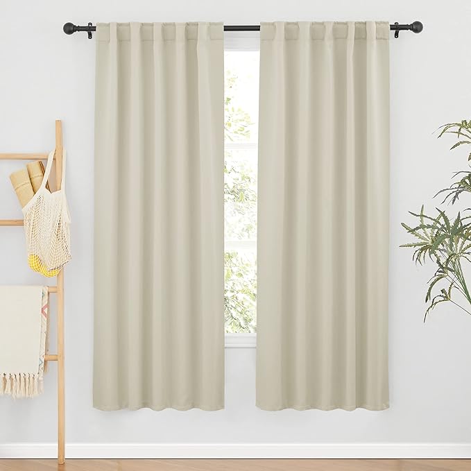 RYB HOME Blackout Curtains for Living Room, Back Tab & Rod Pocket Top