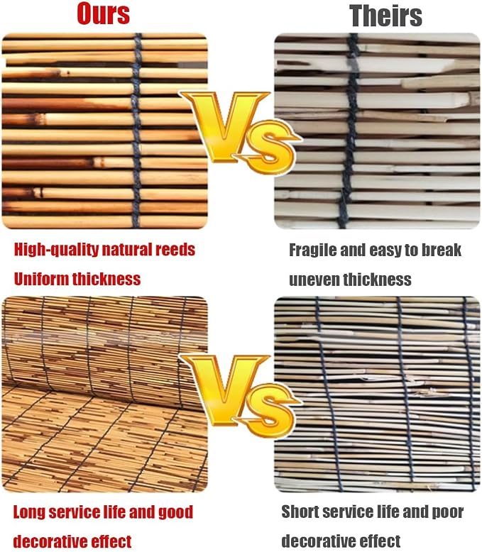 Bamboo Blinds for Patio, Outdoor Bamboo Roll up Shades, Waterproof Cordless