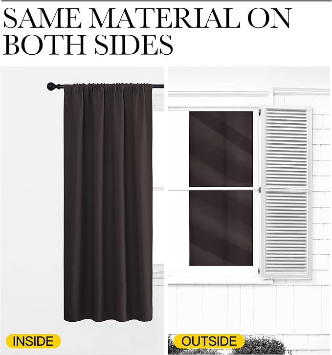 NICETOWN RV Blackout Curtains for Camper Windows, Toffee Brown, Kitchen Curtains