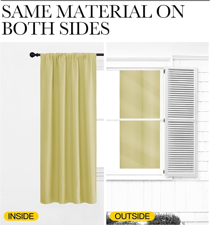 NICETOWN Kitchen Curtains, Short Blackout Curtains & Drapes, Paler Yellow