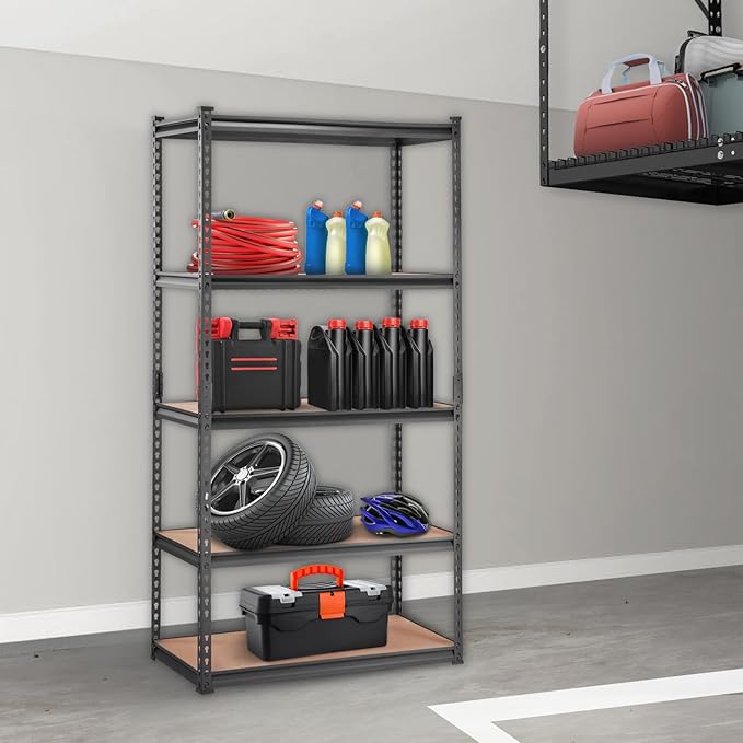 5-Tier Adjustable Metal Shelving Unit, 36 x 18 x 72 in – Black