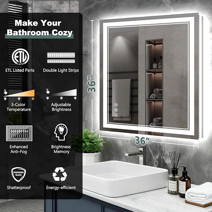 36x36 Inch LED Bathroom Mirror