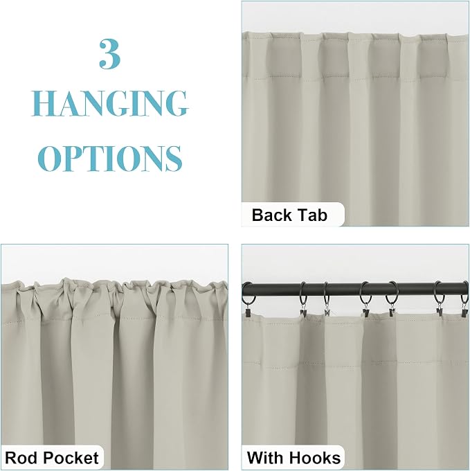 RYB HOME Blackout Curtains for Bedroom, Window Shades Thermal Insulating