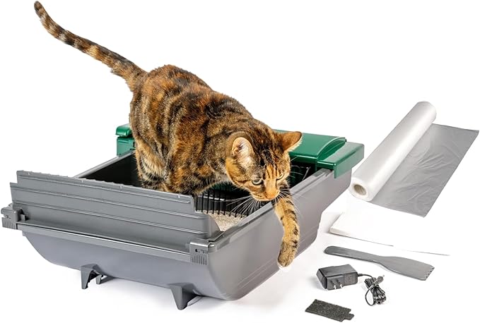 Pet Zone Smart Scoop Litter Box Value Pack, Self Cleaning, Hands-Free Large Litter Box, Easy to Clean