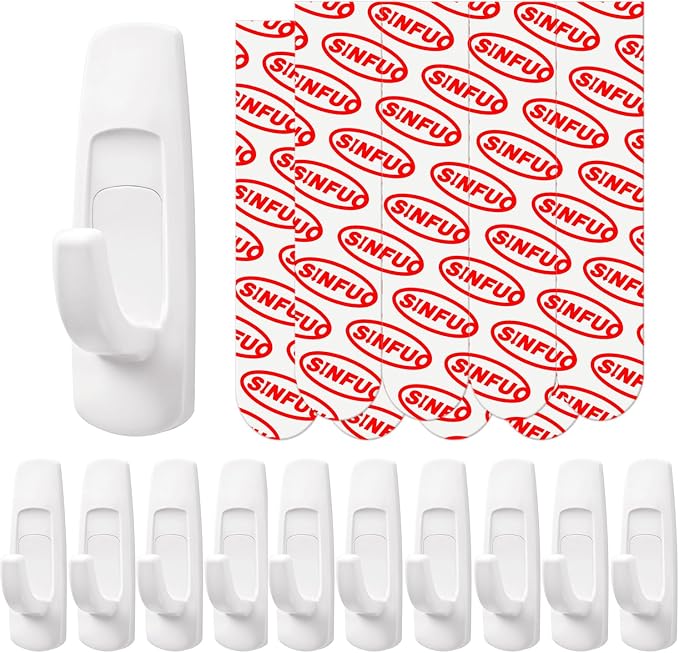 Utility Wall Hooks for Hanging Large 10 Hooks, Damage Free Hanging Wall Hooks