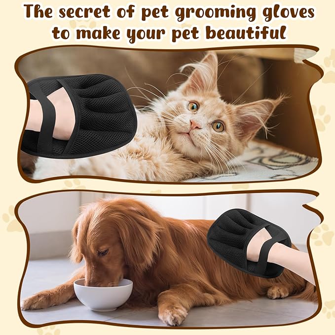 2 Pack Pet Hair Remover Gloves,2025 Upgraded Static Removal Gloves, for Pet Hair, Cat & Dog Hair Removal Tool for Couch,Furniture, Carpet, Car Seat, Pet Grooming