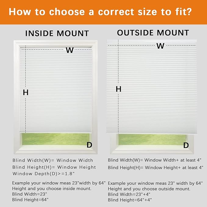 Persilux Light Filtering Cordless Cellular Shades 1.5" Cellular Blinds for Windows, Office, and Sliding Glass Doors, White, 55" W x 48" H