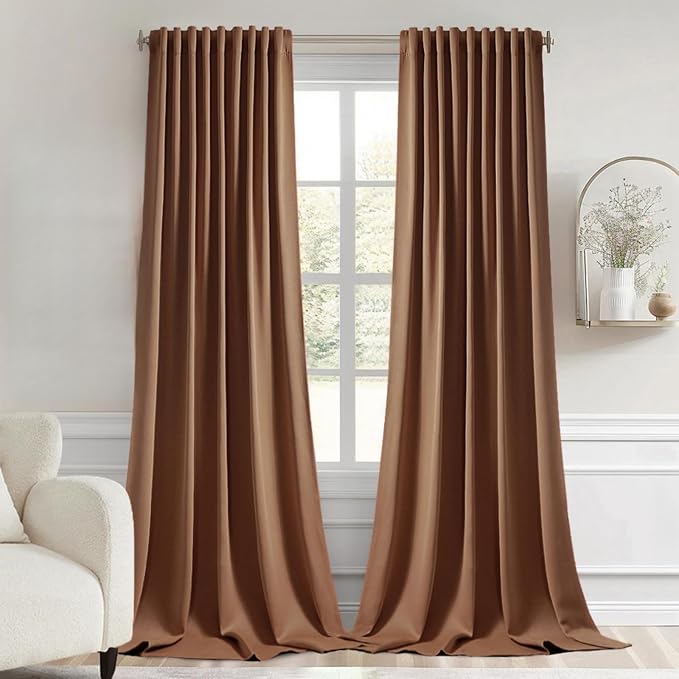 MIULEE Back Tab Blackout Curtains 96 Inch Long 2 Panels Set