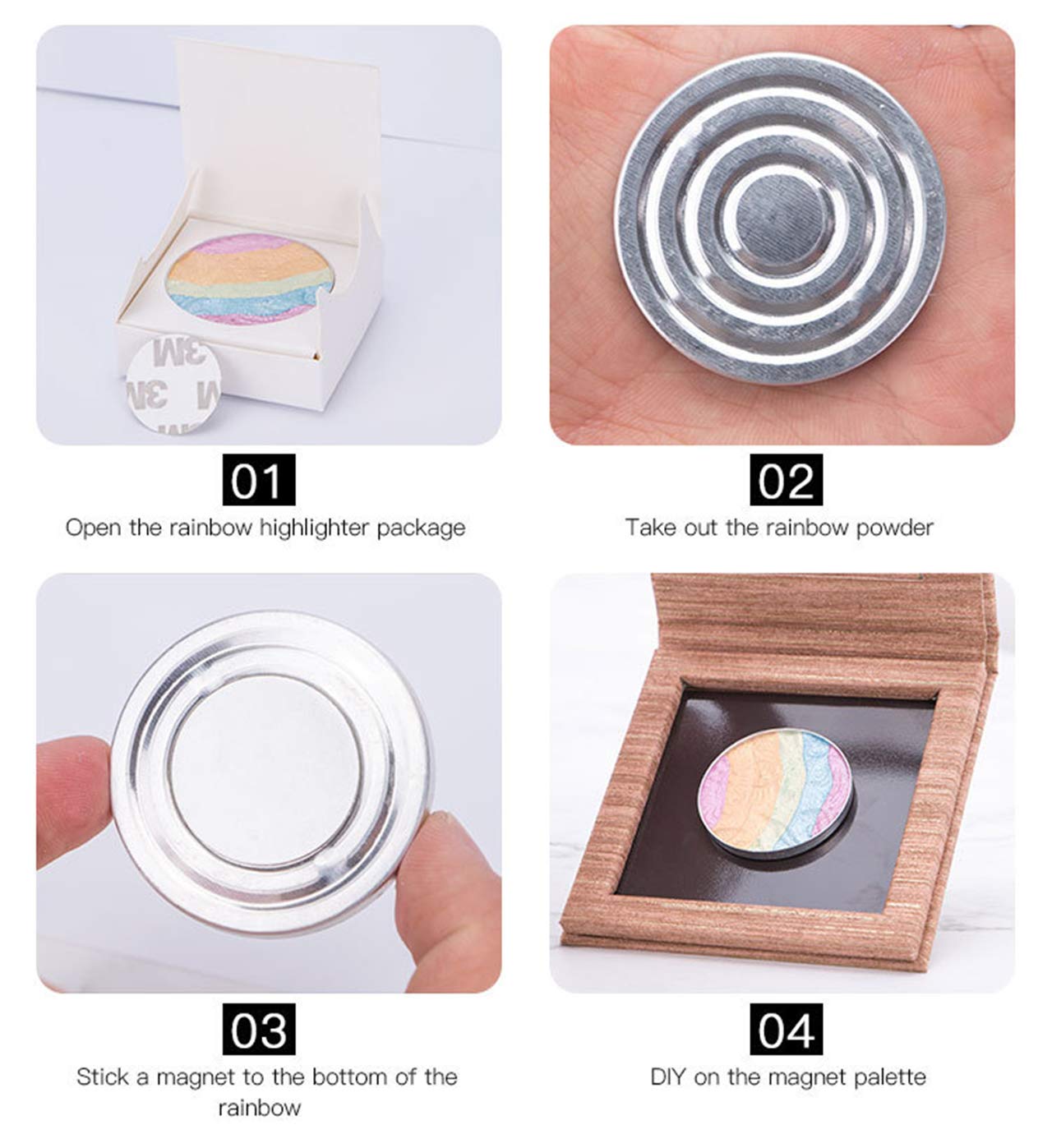 Pro 6 Colors 3D Baked Rainbow Highlighter Eyeshadow Makeup Palette Xmas Cosmetic Blusher Shimmer Powder Contouring Kit Unicorn Blush