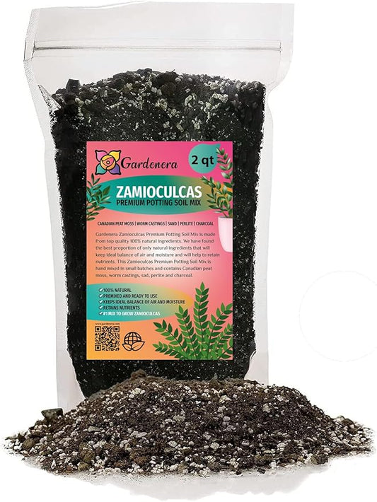 Elevate Your Space with Gardenera's Organic Potting Mix - Tailored for Thriving Zamioculcas Plants and Distinctive Leaves - 2 Quart, MAIN-ZAMIOCULCAS-2QT
