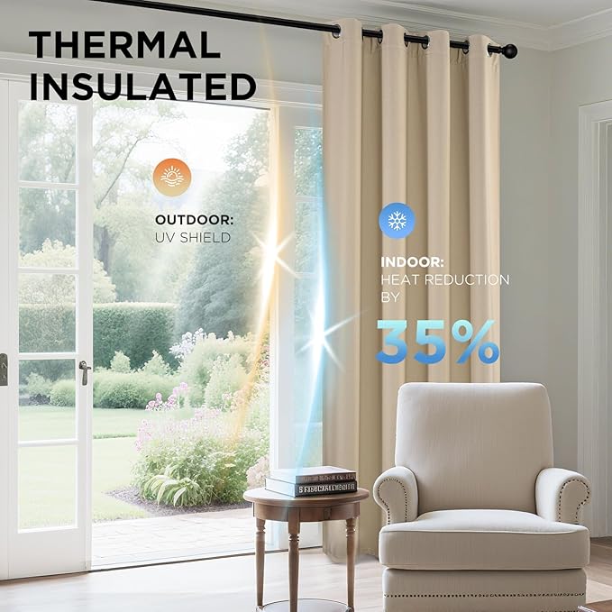 Joydeco Blackout Curtains 63 Inch Length 2 Panels Set, Thermal Insulated Long Drapes 2 Burg, Room Darkening Grommet Curtains for Living Room Bedroom Window